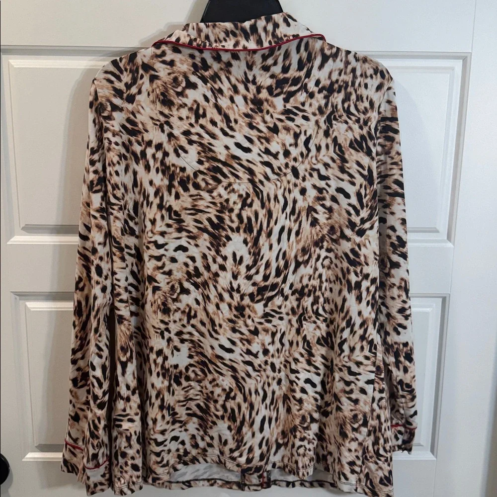 SOMA Leopard Print Pajamas Top Soft Cotton Modal Blend large